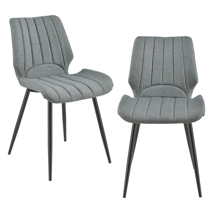 [en.casa]® Étkezőszék Pohorje 2 darabos párnázott textil design szék szett 77 x 57,5 x 46 cm sötétszürke