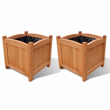 Set 2 jardiniere, vidaXL, Lemn, 40 x 40 x 40 cm, Maro Set 2 jardiniere, vidaXL, Lemn, 40 x 40 x 40 cm, Maro