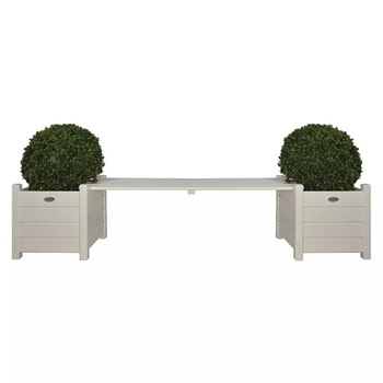 Set de 2 jardiniere cu banca tip pod, Esschert Design, Molid, Alb, 188 x 40 x 40.2 cm Set de 2 jardiniere cu banca tip pod, Esschert Design, Molid, Alb, 188 x 40 x 40.2 cm