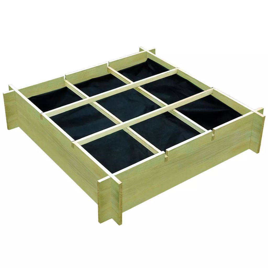 Jardiniera de gradina, vidaXL, 90 x 90 x 20 cm, lemn tratat FSC, Maro