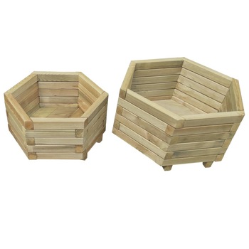 Set 2 jardiniere de gradina, vidaXL, Lemn, 60 x 60 x 31 cm, Maro Set 2 jardiniere de gradina, vidaXL, Lemn, 60 x 60 x 31 cm, Maro