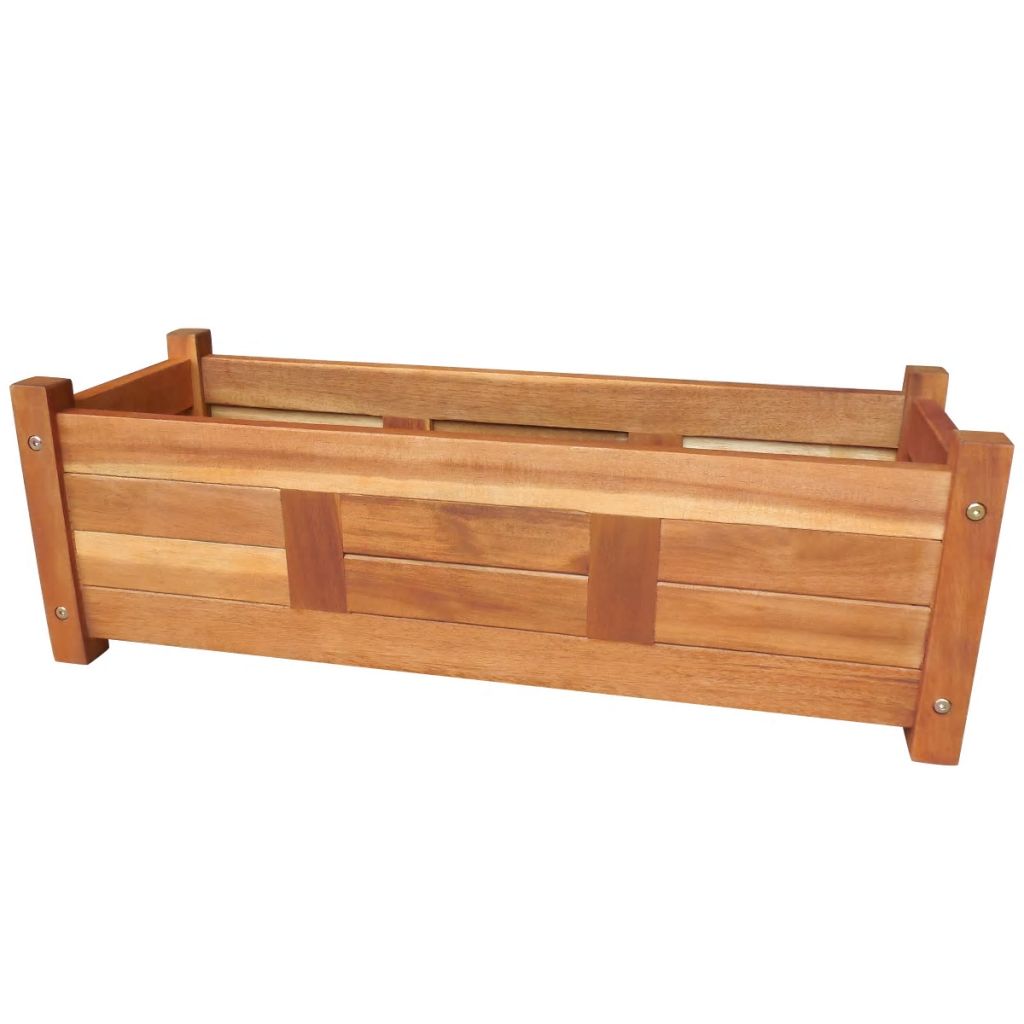 Jardiniera de gradina, vidaXL, Lemn salcam, 76 x 27.6 x 25 cm, Maro