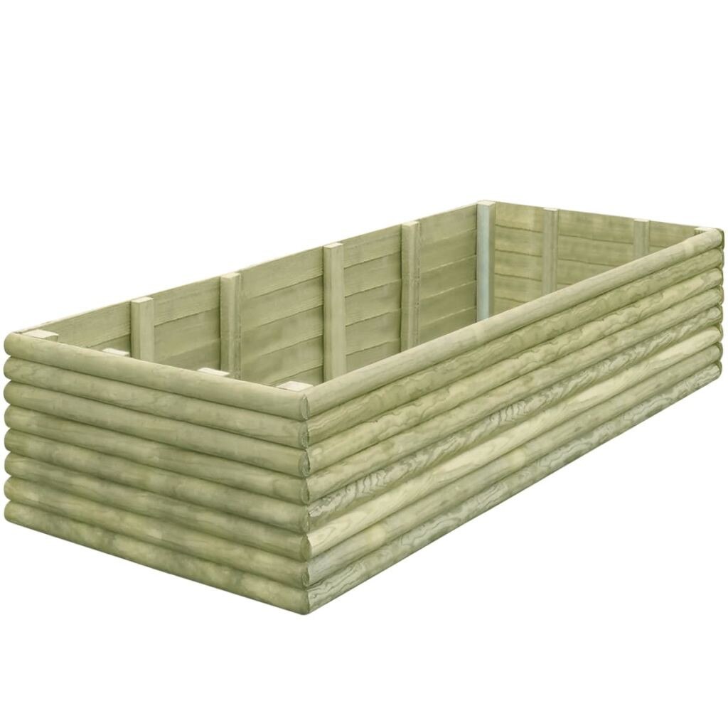 Jardiniera de gradina din lemn de pin tratat, vidaXL, 197 x 106 x 48 cm, Verde