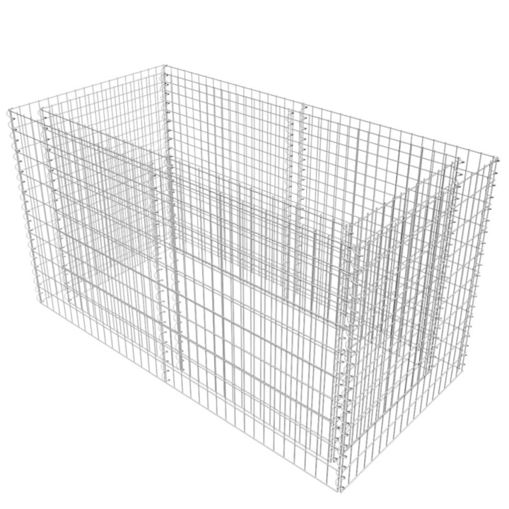 vidaXL gabion-virágtartó, acél, 180 x 90 x 100 cm, ezüstszínű