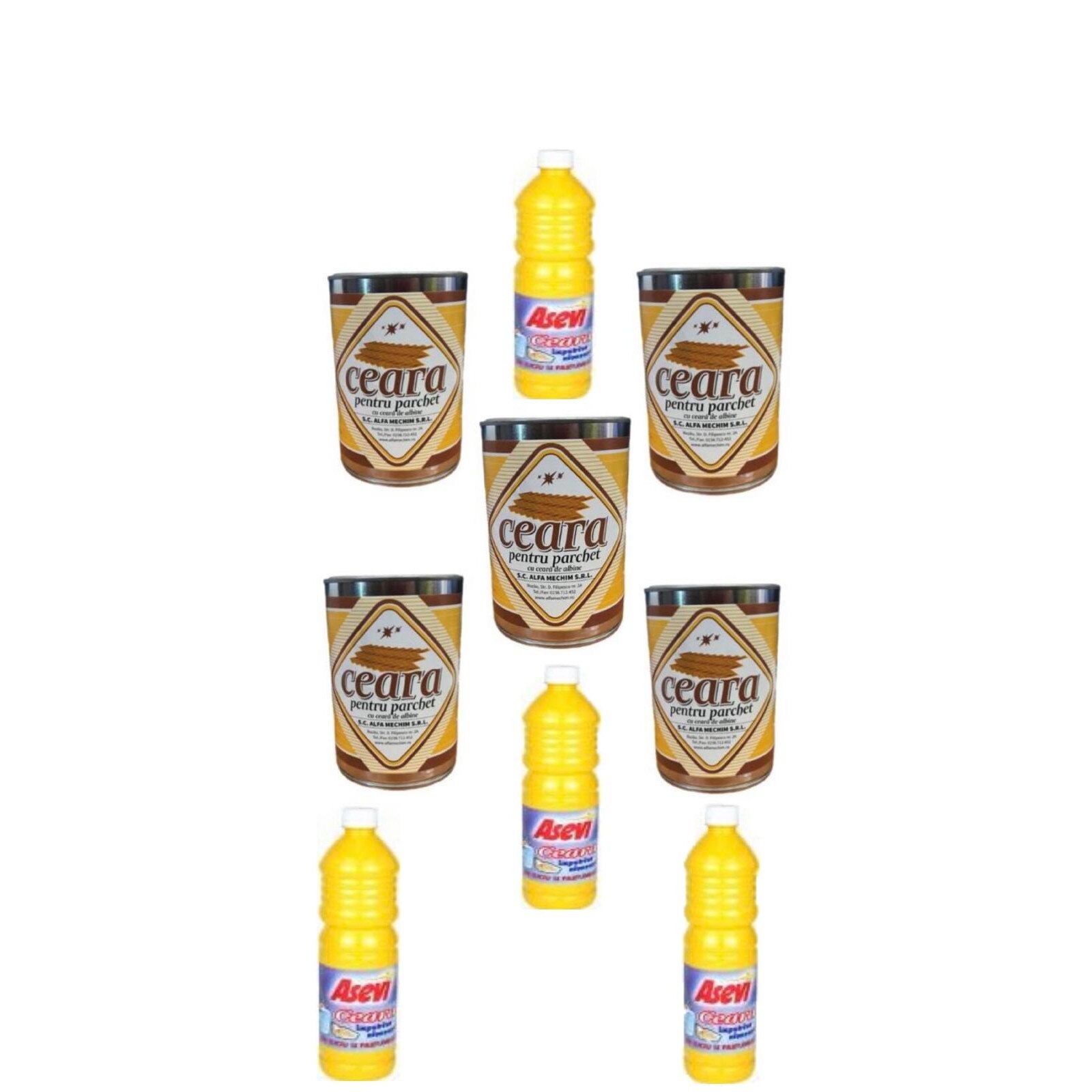 Pachet 5 x Ceara Parchet incolora, 1kg + 4 x Ceara pardoseli Asevi