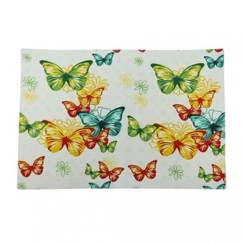 Suport masa, iMK®, multicolor, model fluturi si flori, bumbac, 48 x 33 cm Suport masa, iMK®, multicolor, model fluturi si flori, bumbac, 48 x 33 cm