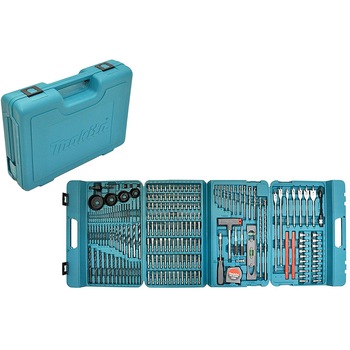 Set 216 accesorii Makita P-44046, biti, chei tubulare, cheie imbus, zencuitor, carote, burghie pentru lemn, beton si zidarie Set 216 accesorii Makita P-44046, biti, chei tubulare, cheie imbus, zencuitor, carote, burghie pentru lemn, beton si zidarie