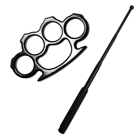 Kit autoaparare baston telescopic din otel, 64 cm, 4 sectiuni si pumnal, rozeta, box, Dalimag