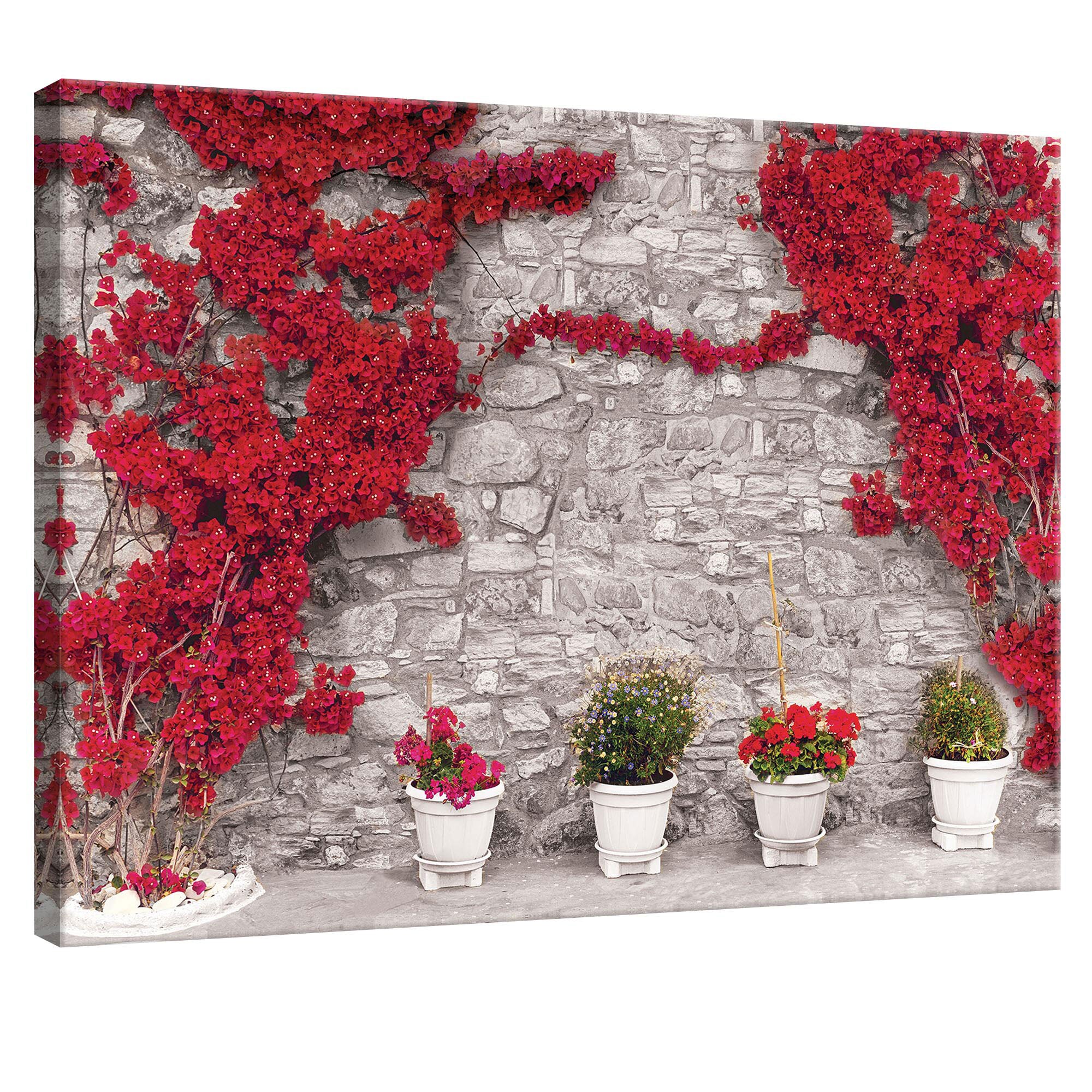 Tablou Canvas DEGRETS 78082 Perete cu flori rosii 1, 75x100cm