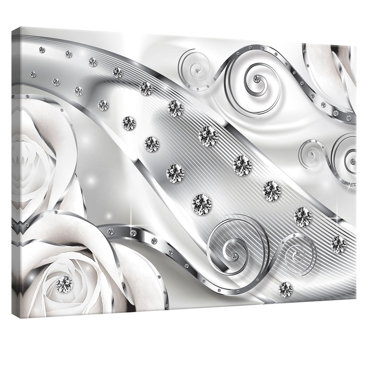 Tablou Canvas DEGRETS 78088 Diamant floare alba 3D, 75x100cm