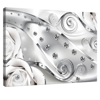 Tablou Canvas DEGRETS 78088 Diamant floare alba 3D, 75x100cm Tablou Canvas DEGRETS 78088 Diamant floare alba 3D, 75x100cm