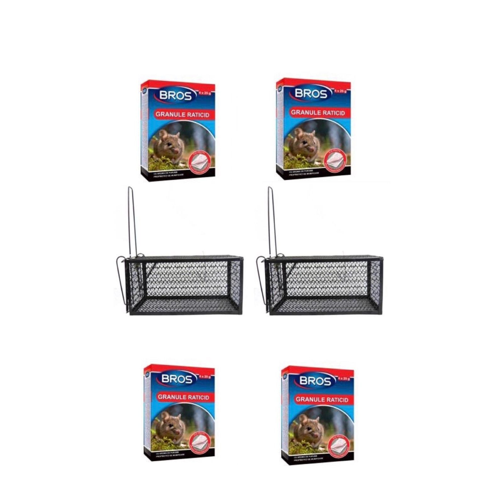 Pachet 2 bucati Cursa sobolani, capcana soareci + 4 bucati Granule raticid 4x25g