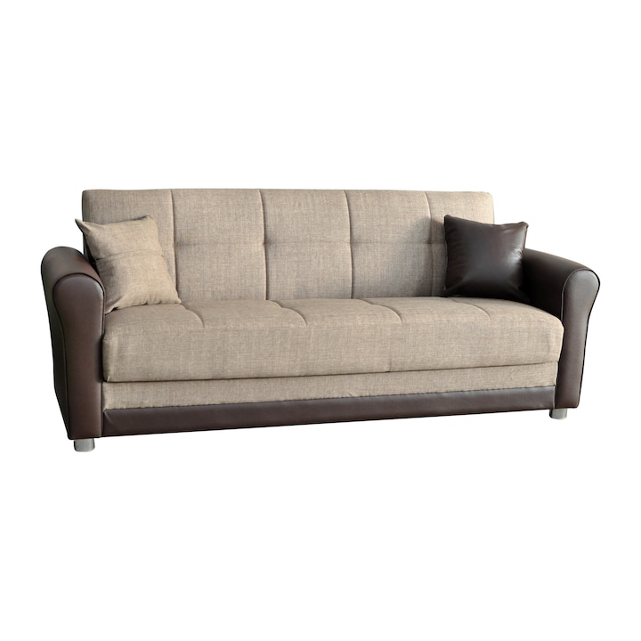 Разтегателен диван с ракла тип клик-клак Sani Fabel, бежово/кафяв, 220 см