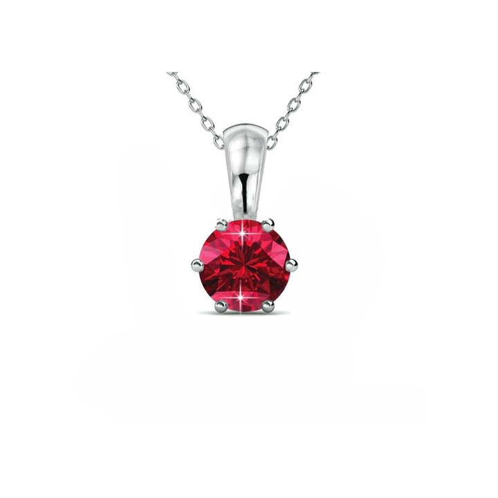 Július-Birth Stone Swarovski kristályos nyaklánc - Ruby - piros