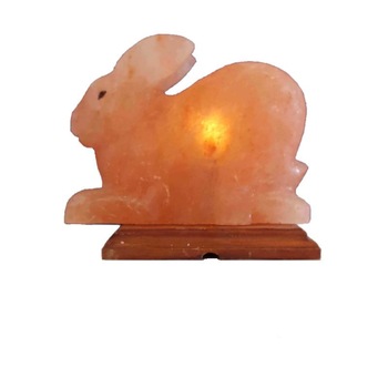 Lampa din cristale de sare Iepuras, ProCart, suport de lemn, alimentare retea Lampa din cristale de sare Iepuras, ProCart, suport de lemn, alimentare retea