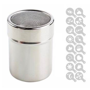 Set Sita pentru decorat cafeaua din inox + 16 forme Set Sita pentru decorat cafeaua din inox + 16 forme