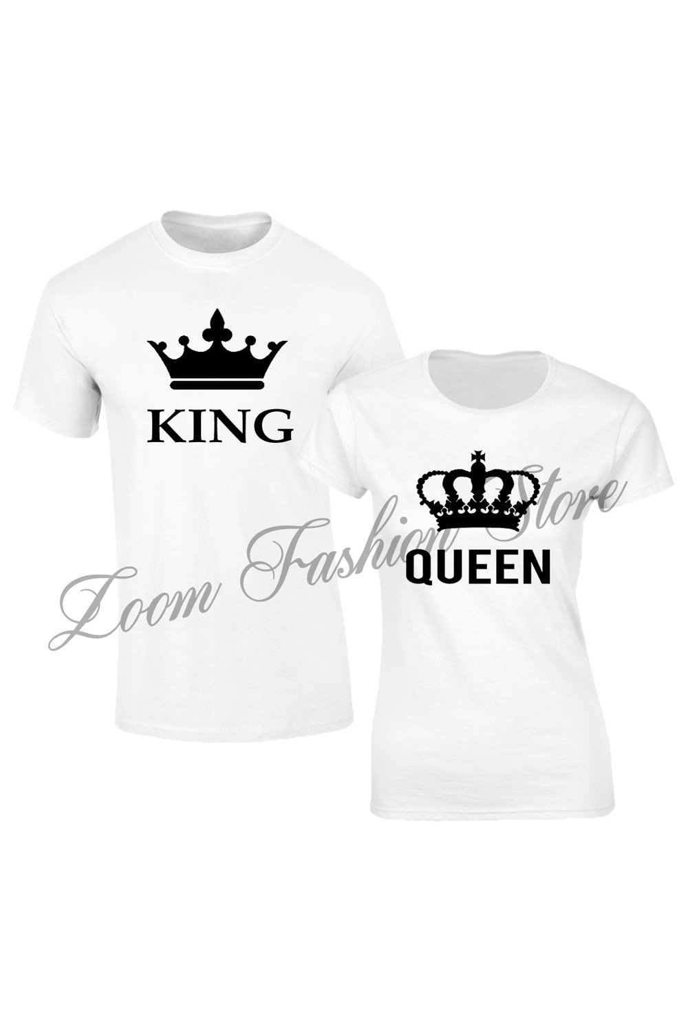 Set de tricouri albe KING/QUEEN BIG COD SA874,Barbat:XL,Dama:XL