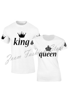 Set de tricouri albe KING/QUEEN ARM COD ST905,Barbat:S,Dama:S Set de tricouri albe KING/QUEEN ARM COD ST905,Barbat:S,Dama:S