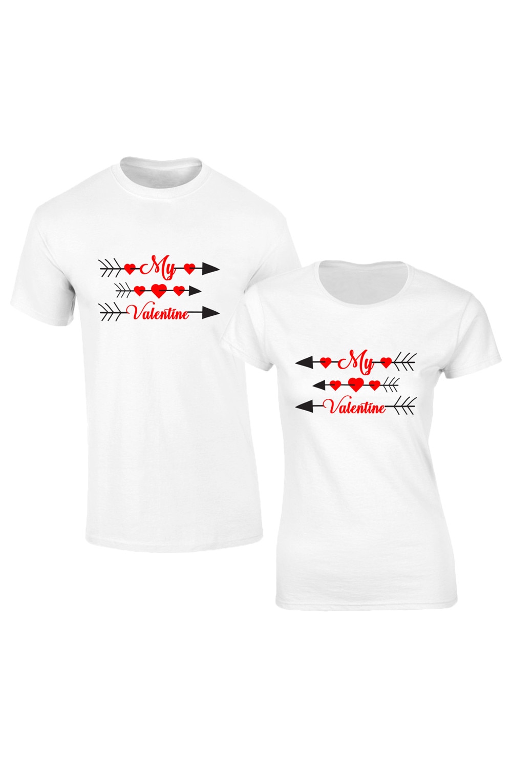 Set de tricouri albe My Valentine Arrow COD SA606,Barbat:XL,Dama:XL