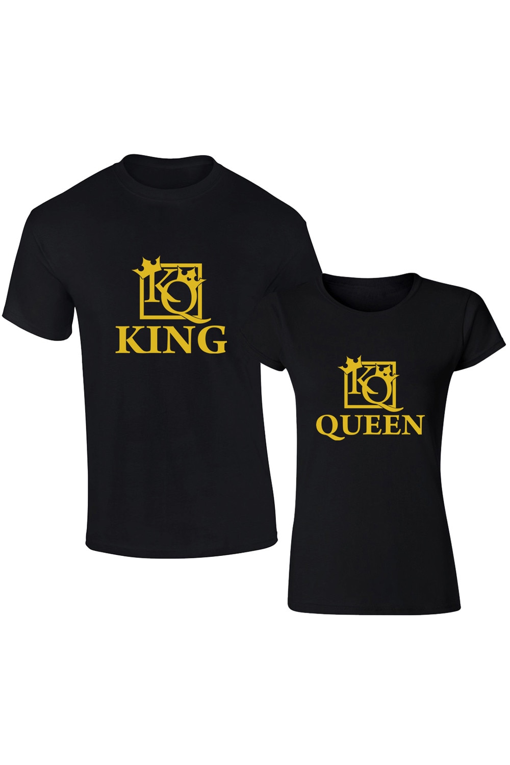 Set de tricouri albe KQ King/Queen SIGN COD SN213,Barbat:S,Dama:S
