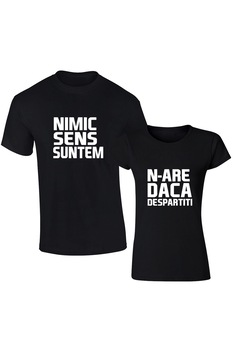 Set de tricouri negre Nimic N-are sens COD SN218,Barbat:M,Dama:M Set de tricouri negre Nimic N-are sens COD SN218,Barbat:M,Dama:M