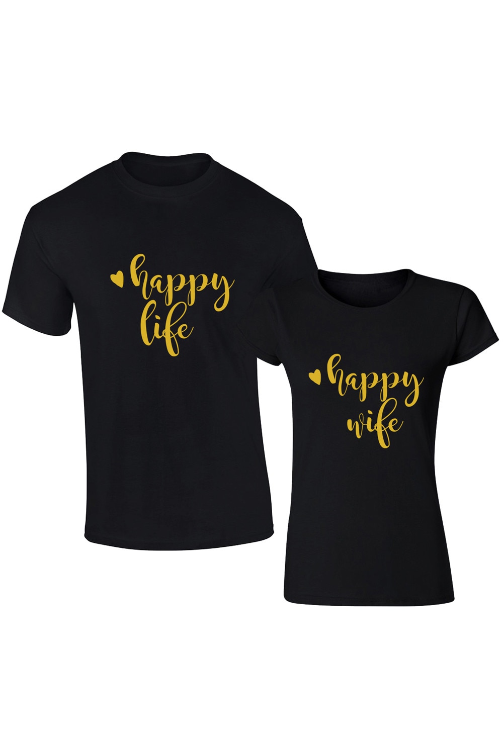 Set de tricouri Negre Happy COD SN219,Barbat:XL,Dama:XL