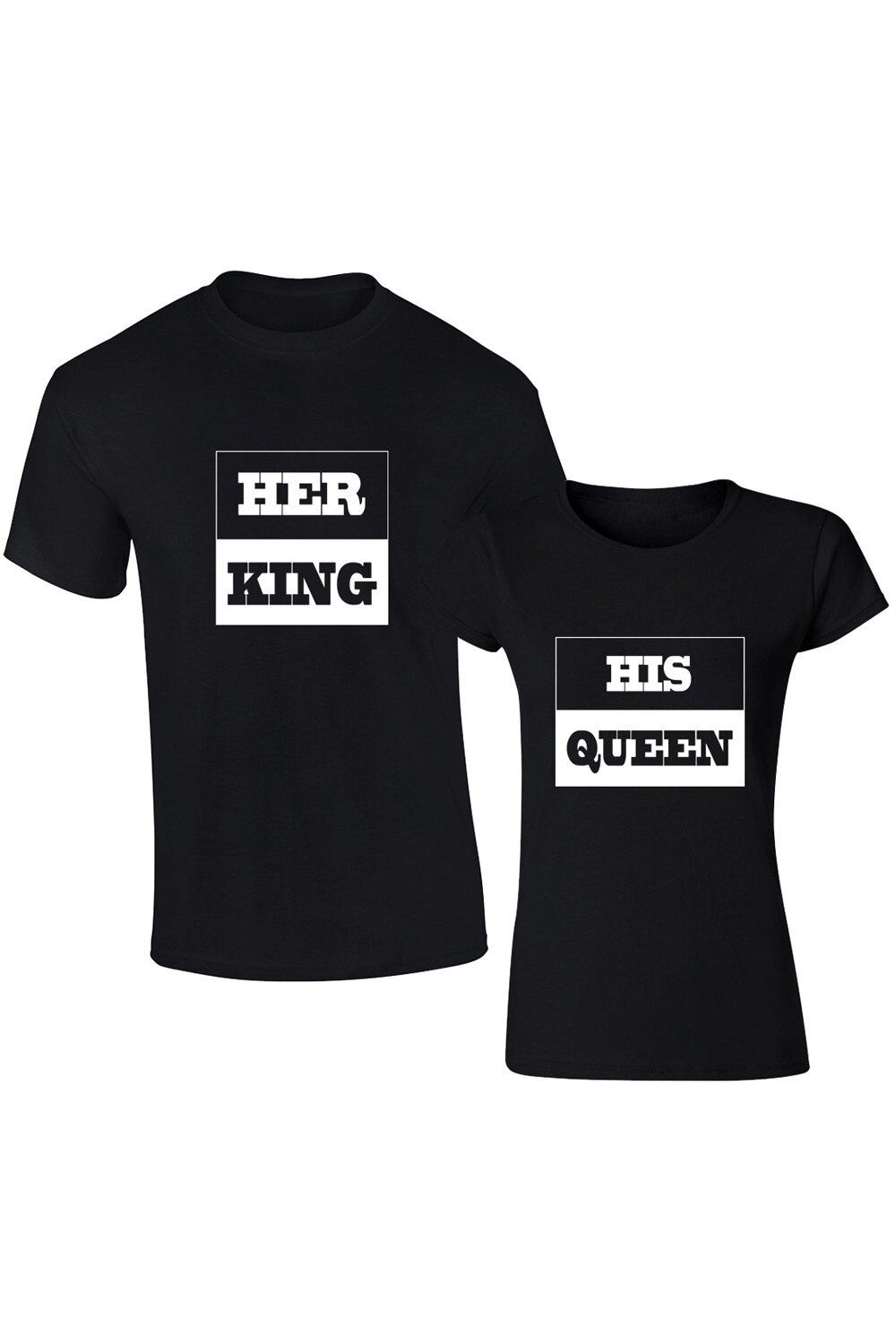 Set de tricouri negre Her King/His queen COD SN220,Barbat:S,Dama:S