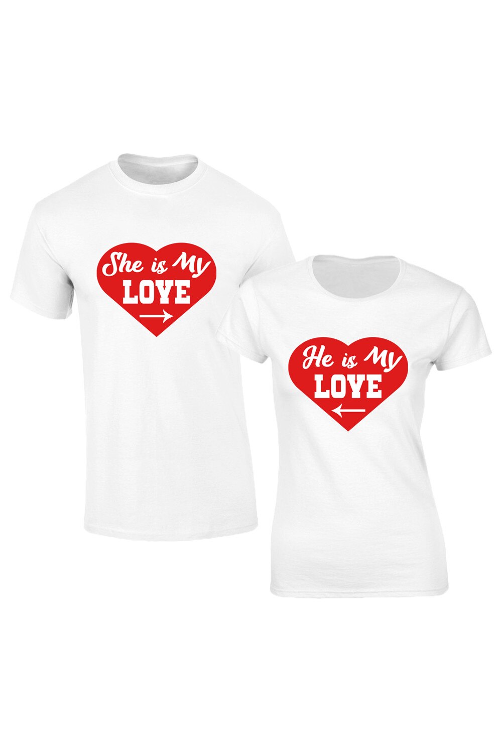 Set de tricouri albe He is/She is my Love COD SA604,Barbat:S,Dama:S