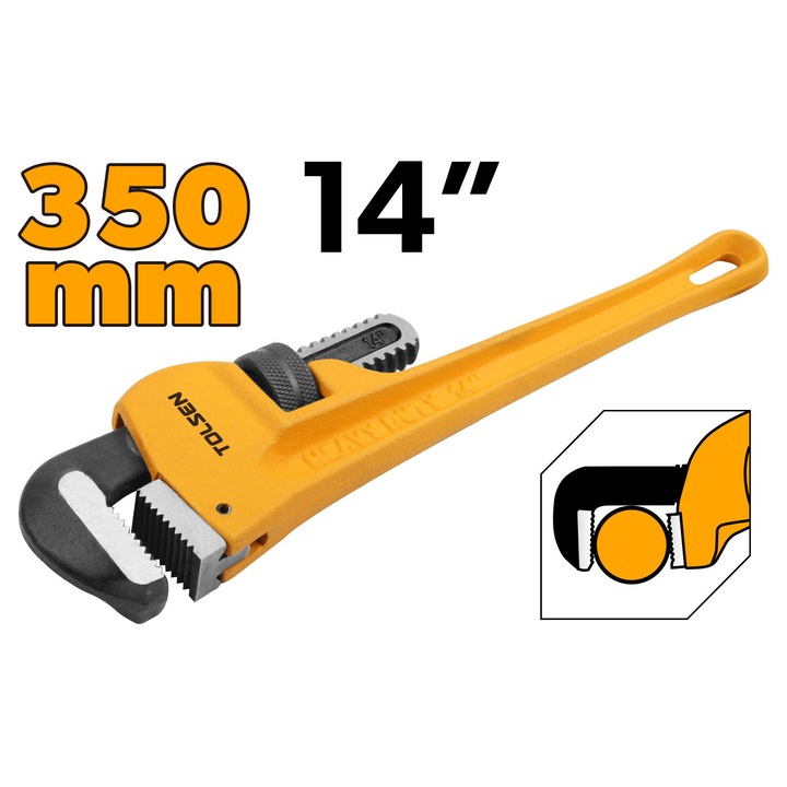 Cleste mops TOLSEN 350 mm, falca forjata, otel carbon de inalta calitate, rezistenta si durabilitate pentru uz profesional si industrial, falca mobila autoreglabila pentru prindere stabila, otel forjat tratat termic pentru rezistenta maxima