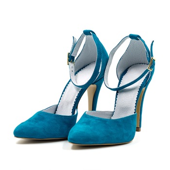 Pantofi stiletto, TUNGUS, piele naturala intoarca turquoise, toc 10 cm Pantofi stiletto, TUNGUS, piele naturala intoarca turquoise, toc 10 cm