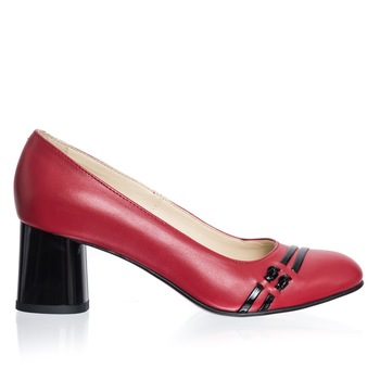 Pantofi dama din piele naturala - Rosu cu Negru - 55 RN Pantofi dama din piele naturala - Rosu cu Negru - 55 RN