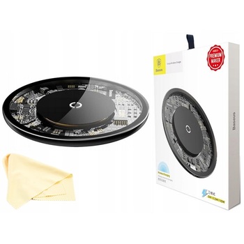Incarcator cu inductie Qi Baseus, 10W, USB, Transparent/Negru Incarcator cu inductie Qi Baseus, 10W, USB, Transparent/Negru