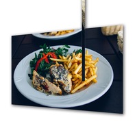 tablou canvas premium art factory truecolor culinar multicolor pui preparat cu sos salata si cartofi pai panza pe cadru de lemn decoratiuni moderne pentru casa 30 x 45 cm imagen 25_0_
0