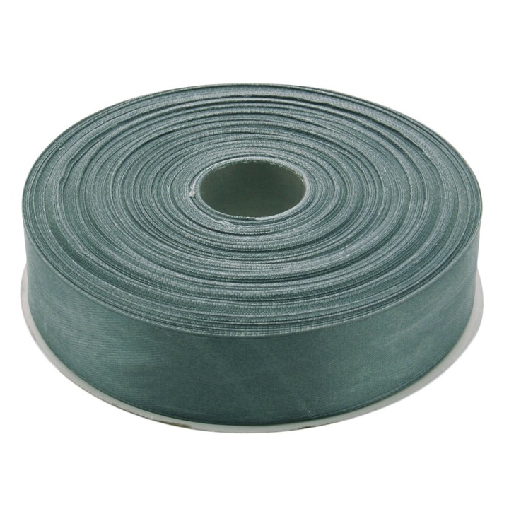 Panglica funda saten 2,5 cm latime, culoare gri, rola 22 m