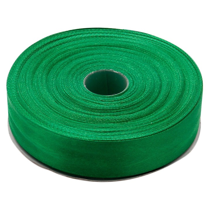 Panglica funda saten 2,5 cm latime, culoare verde, rola 22 m