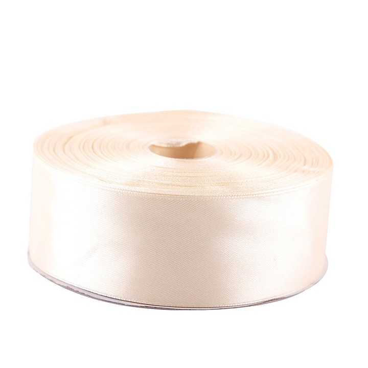 Panglica funda saten 5 cm latime, culoare ivoire, rola 22 m