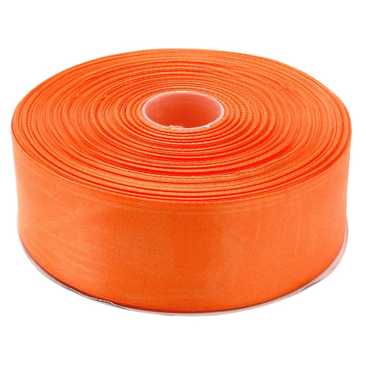Panglica funda saten 5 cm latime, culoare portocaliu, rola 22 m