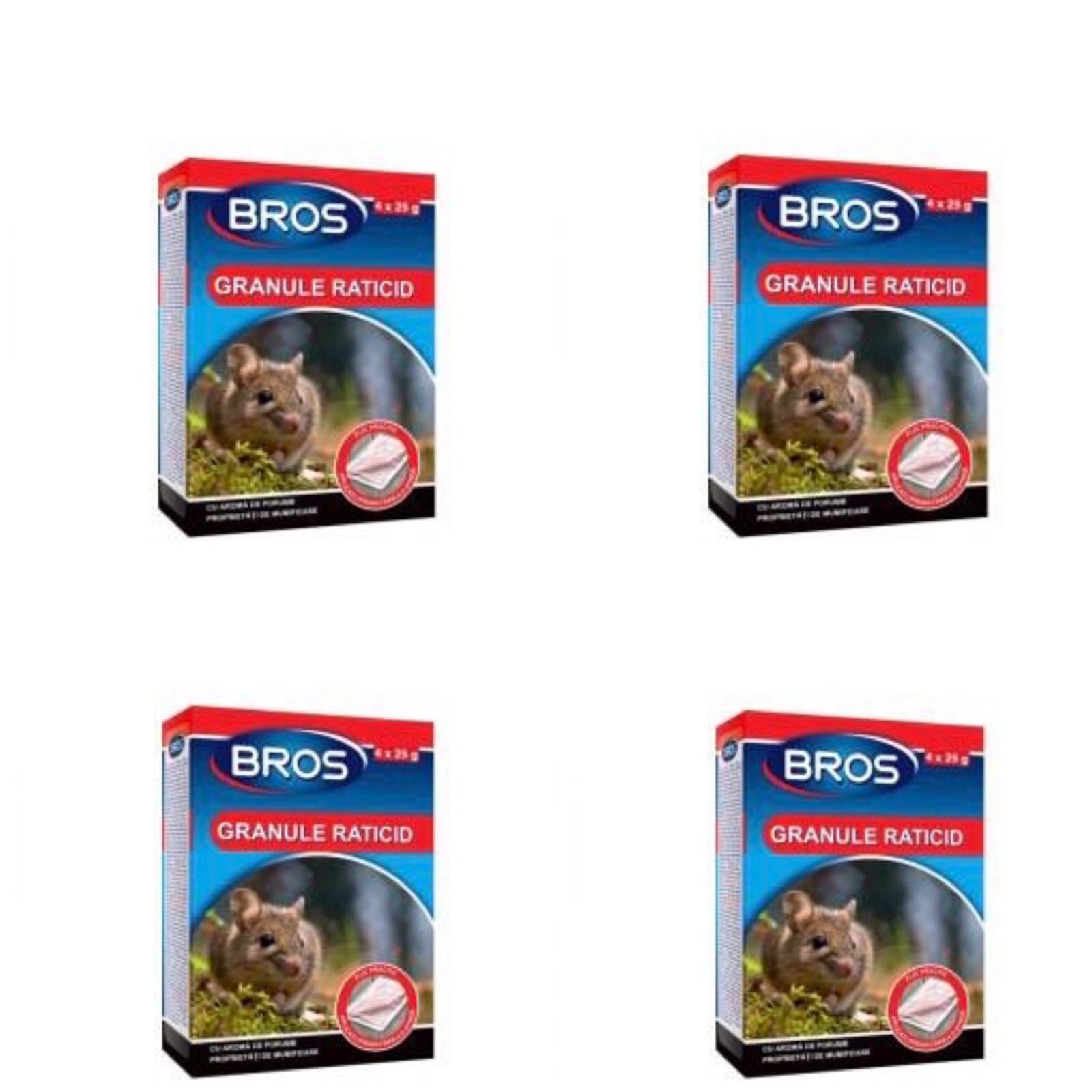 Pachet 4 bucati Granule Raticid pentru soareci si sobolani