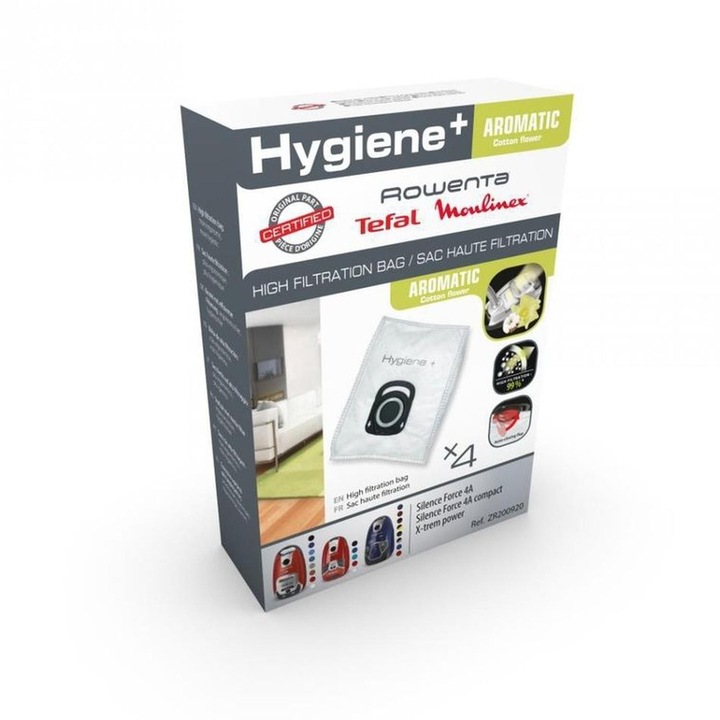 Set 4 Saci Hygiene Plus Aromatic pentru aspiratorul Rowenta Silence Force 4A - ZR2009