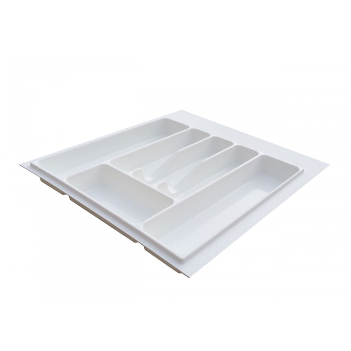 Rendszerező fehér műanyag evőeszköztartó 600 mm szélességű konyhabútor fiókhoz, beépíthető
