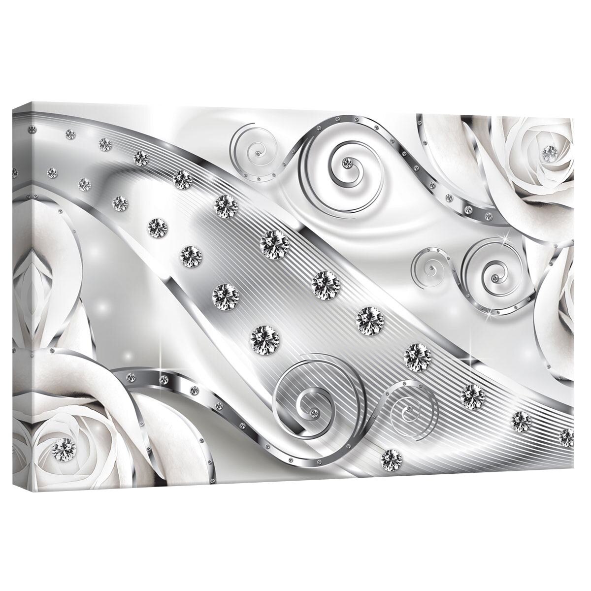 Tablou Canvas DEGRETS 78267 Diamant floral alb 3D, 40x60cm