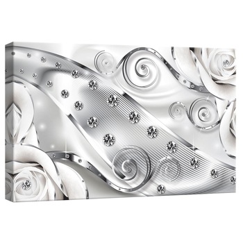 Tablou Canvas DEGRETS 78267 Diamant floral alb 3D, 40x60cm Tablou Canvas DEGRETS 78267 Diamant floral alb 3D, 40x60cm
