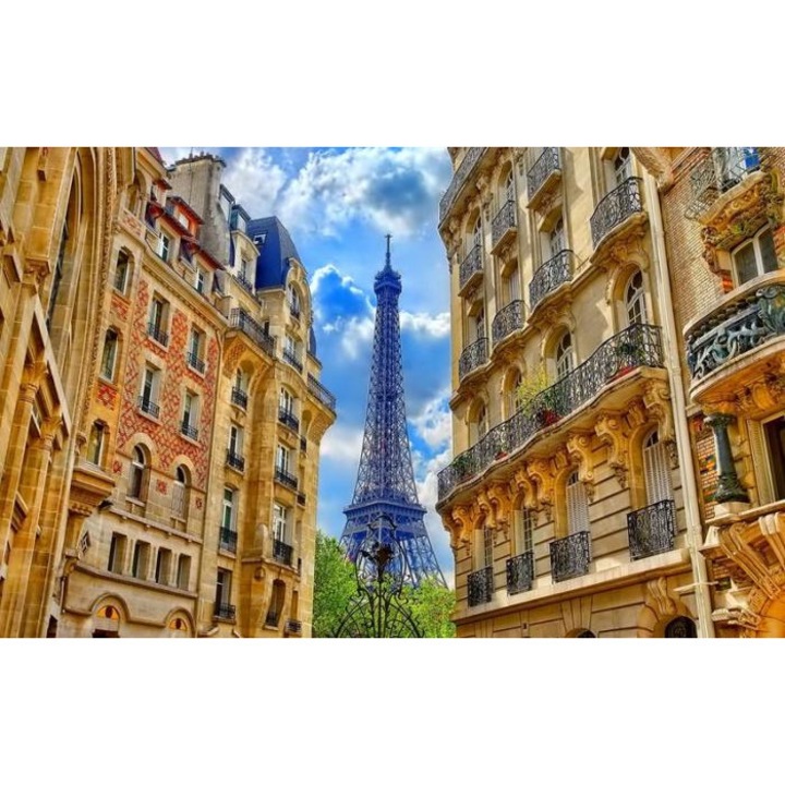 Tablou forex, Turnul Eiffel intre blocuri, color, 90 x 60 cm