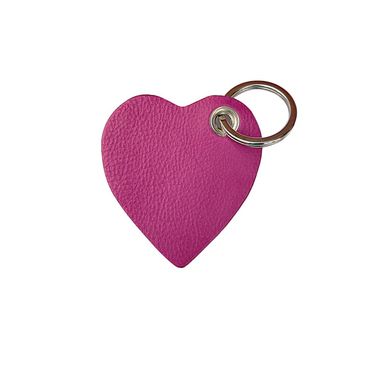 Breloc in Forma de Inimioara, Mov, Piele Naturala
