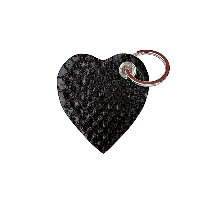 Breloc in Forma de Inimioara din Piele de Sarpe XS 5