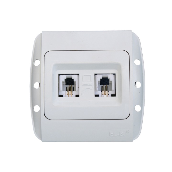 Priza dubla telefon ELBI Electric Zirve alb