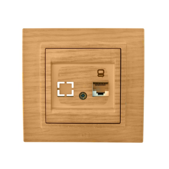 Priza calculator ELBI Electric Zena cat 6 RJ45, lemn usor