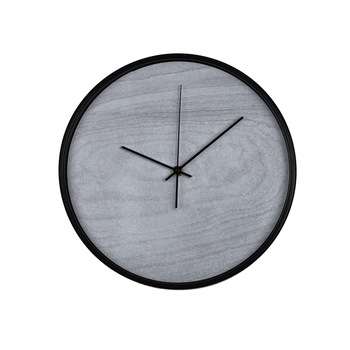 Ceas perete, produs DekoStore, pentru birou, living sau showroom, cu mecanism silentios, Valuri de nisip alb/negru, diametru 30 cm, rama neagra din plastic Ceas perete, produs DekoStore, pentru birou, living sau showroom, cu mecanism silentios, Valuri de nisip alb/negru, diametru 30 cm, rama neagra din plastic