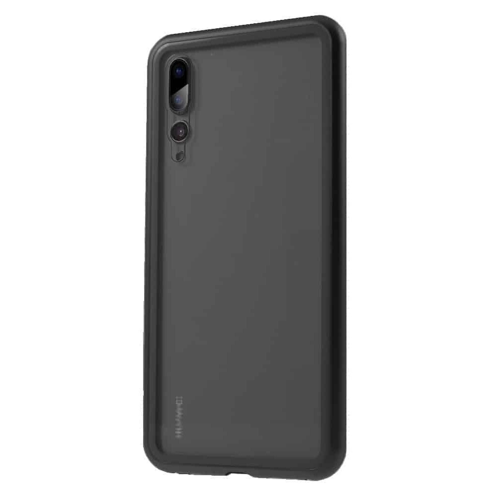 Husa Huawei P20 Pro - Cadru metalic cu magneti de prindere, spate din sticla securizata, neagra