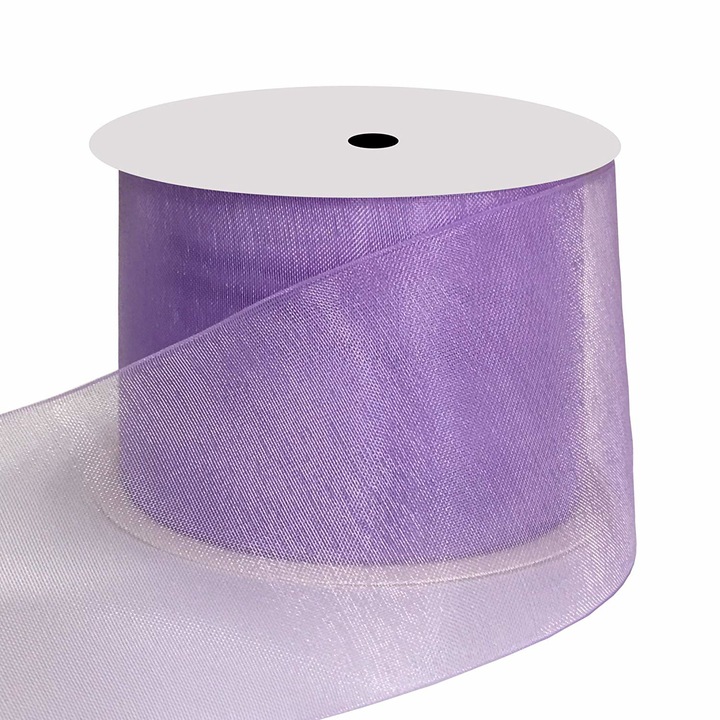 Panglica funda organza 4 cm latime, culoare lila, rola 40 m